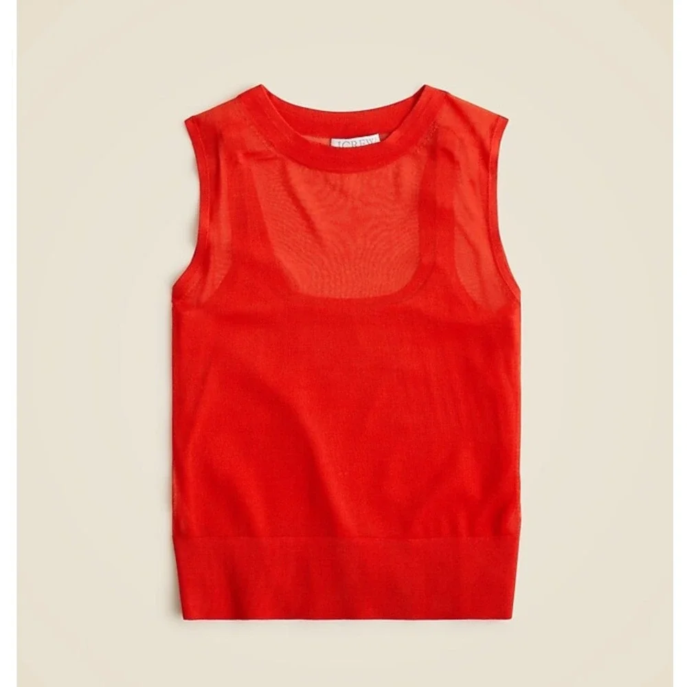 J.Crew‎ Gauzy sweater shell red XS NWT